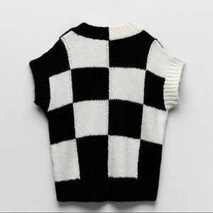 Zara | Sweaters | Checkered Knit Vest Zara Ykcloset | Poshmark